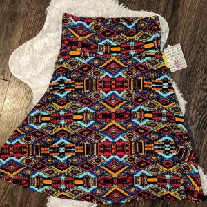 LuLaRoe Azure Skirt, Medium, teal, Aztec
